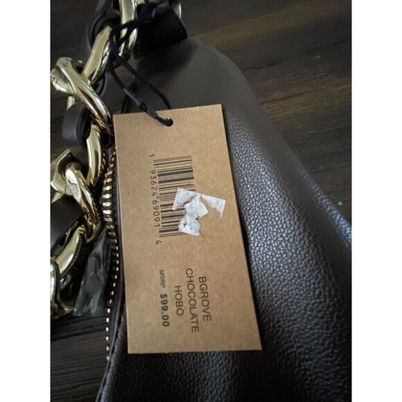 Women’s Steve Madden BGrove Brown Hobo Handbag Purse Gold Hardware Vegan Leather - Picture 5 of 5